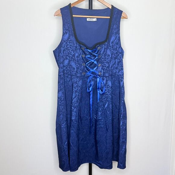 Blue and black lace-up Dress - Picture 1 of 8
